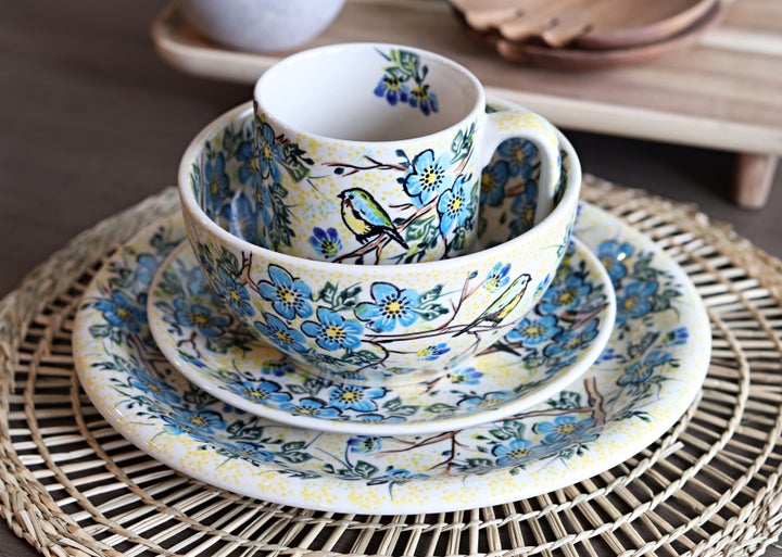 Vena Bluebird Garden Mug — Polish Pottery