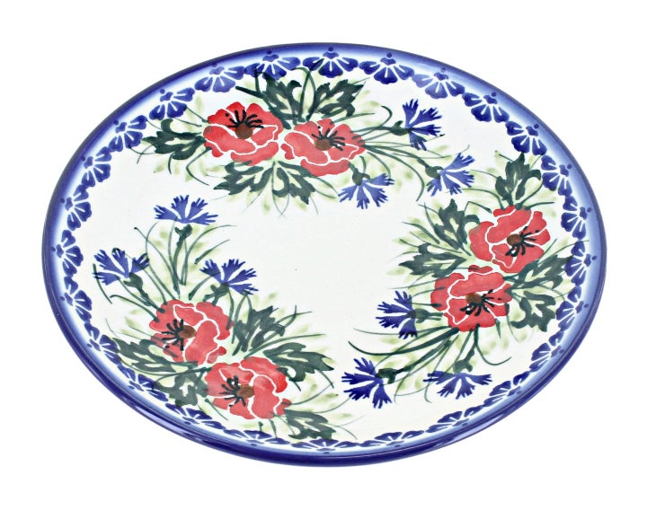 WR Unikat Cherry Red Bouquet Dining Plates & Bowls — Polish Pottery