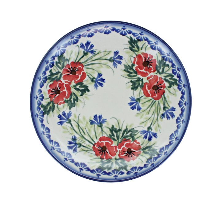 WR Unikat Cherry Red Bouquet Dining Plates & Bowls — Polish Pottery