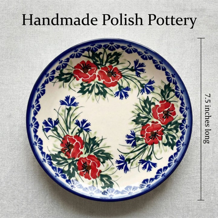WR Unikat Cherry Red Bouquet Dining Plates & Bowls — Polish Pottery