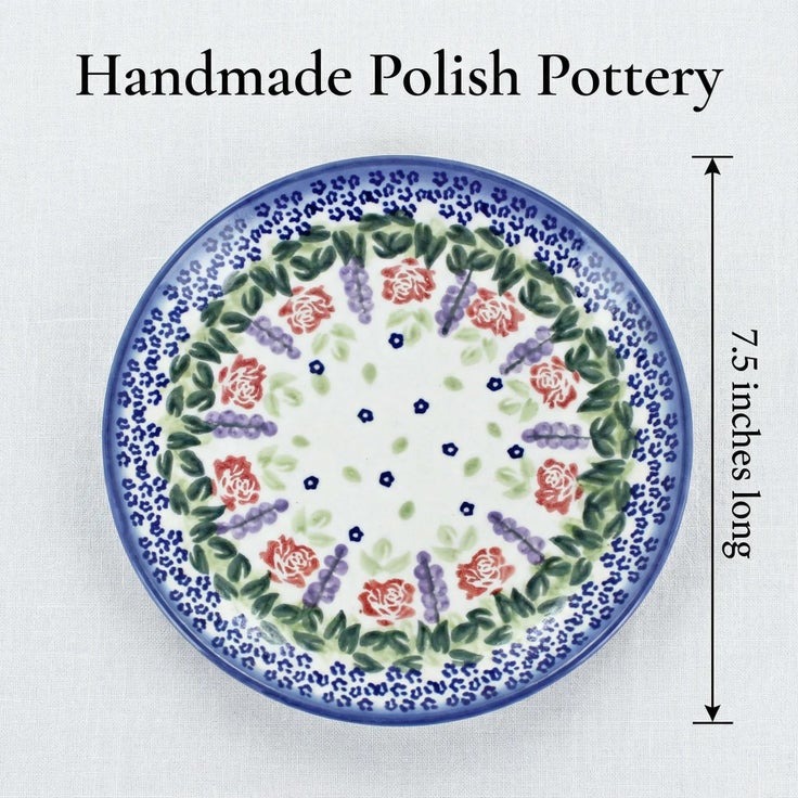 Detail image of WR Unikat Roses Are Red Dining Plates & Bowls — Polish Pottery