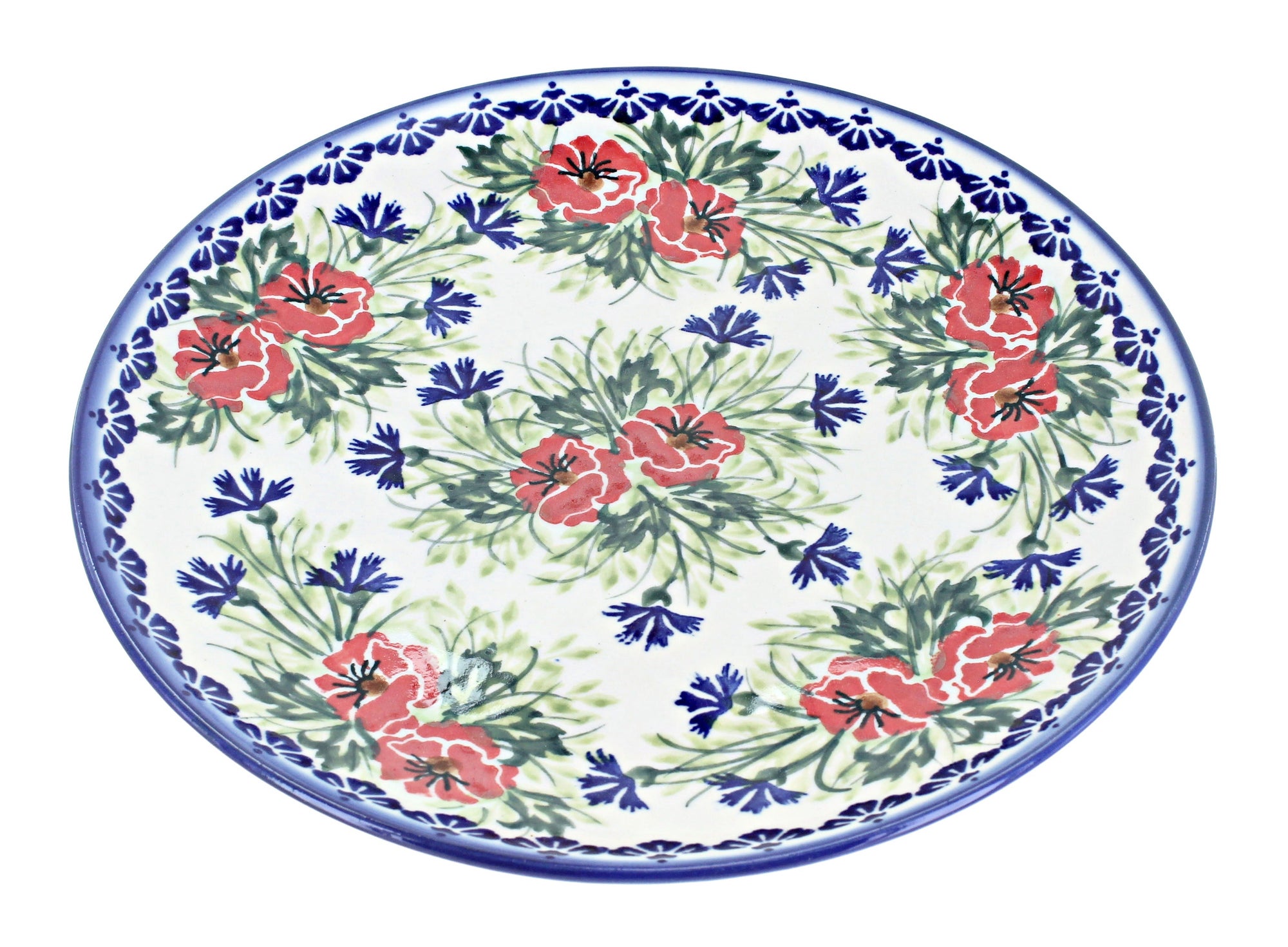 WR Unikat Cherry Red Bouquet Dining Plates & Bowls — Polish Pottery