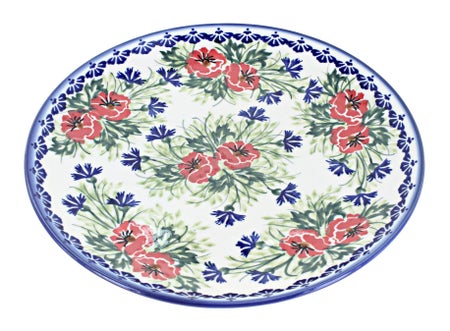WR Unikat Cherry Red Bouquet Dining Plates & Bowls — Polish Pottery