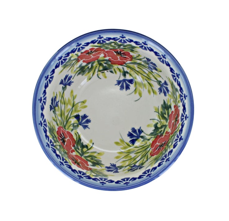 Detail image of WR Unikat Cherry Red Bouquet Dining Plates & Bowls — Polish Pottery