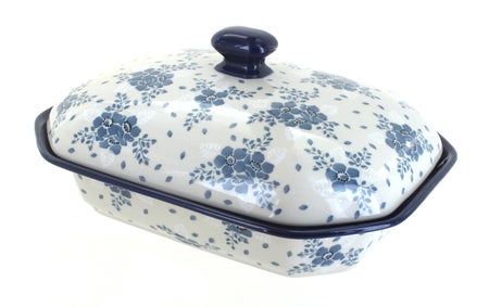 Ceramika Artystyczna Blue Fleur Medium Bakeware — Polish Pottery