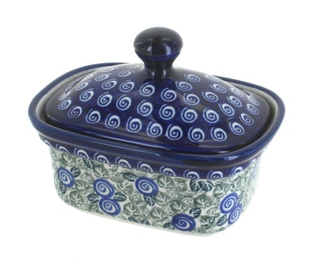 Zaklady Seaside Swirl Butter Dish — Polish Pottery