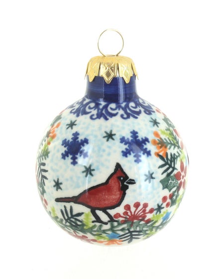Vena Winter Cardinal Small Christmas Ball — Polish Pottery