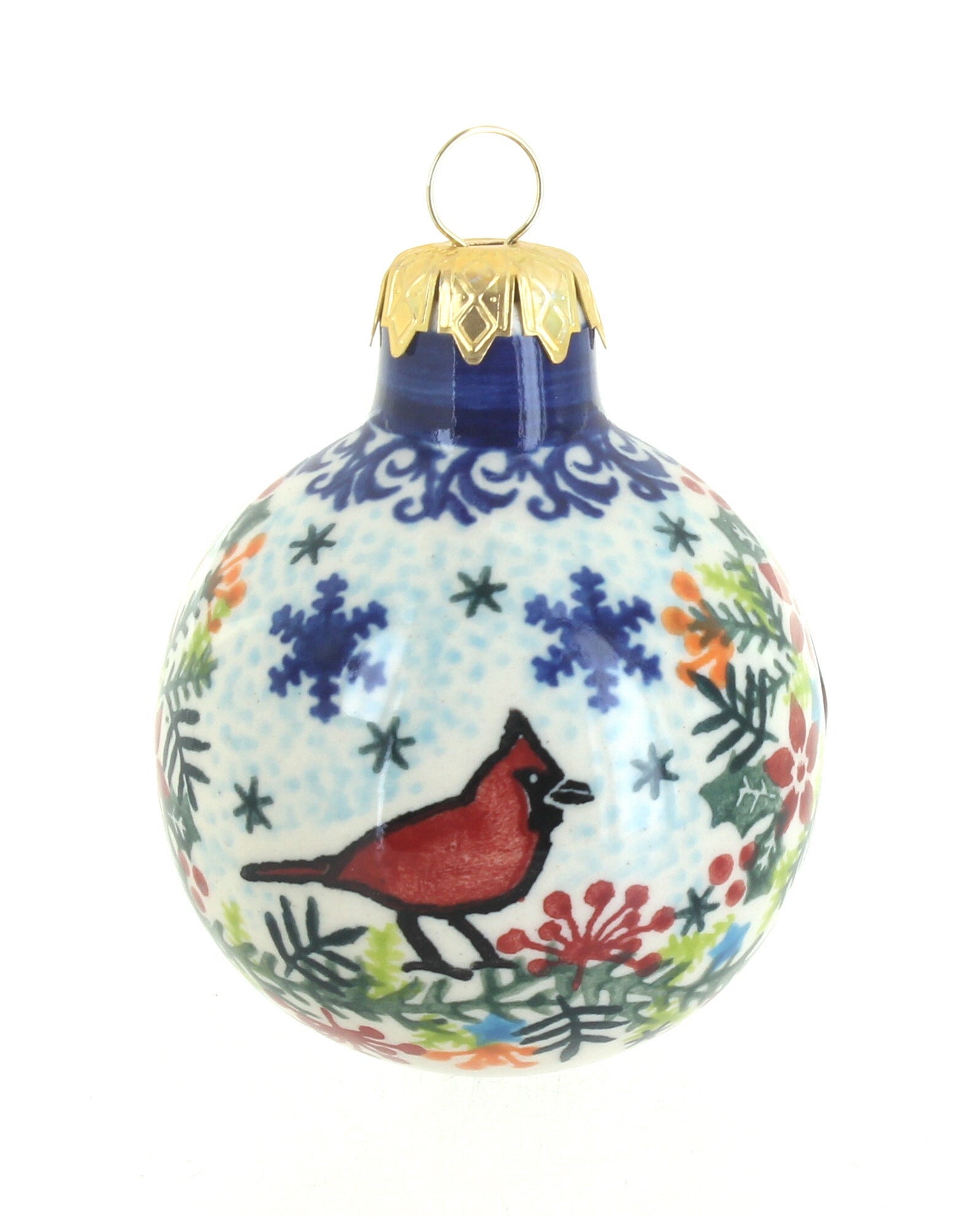 Vena Winter Cardinal Small Christmas Ball — Polish Pottery