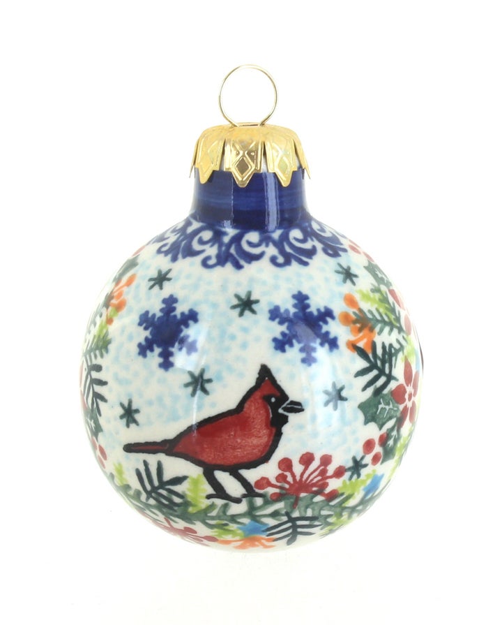 Vena Winter Cardinal Small Christmas Ball — Polish Pottery