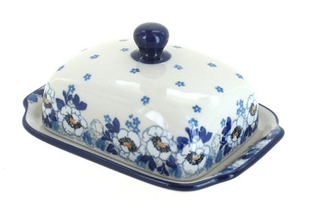 Ceramika Artystyczna Georgia Blue Butter Dish — Polish Pottery