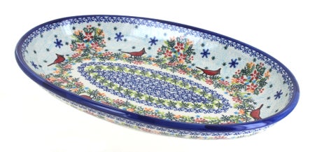 Vena Winter Cardinal Large Serving Piece — Polish Pottery