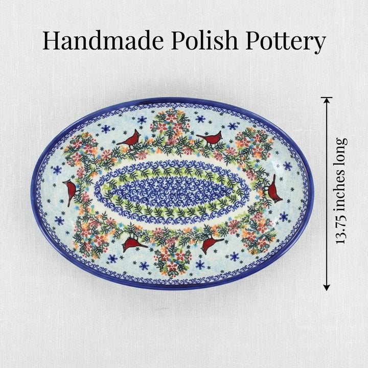 Vena Winter Cardinal Large Serving Piece — Polish Pottery