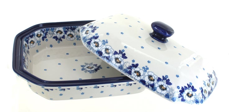 Detail image of Ceramika Artystyczna Georgia Blue Large Bakeware — Polish Pottery
