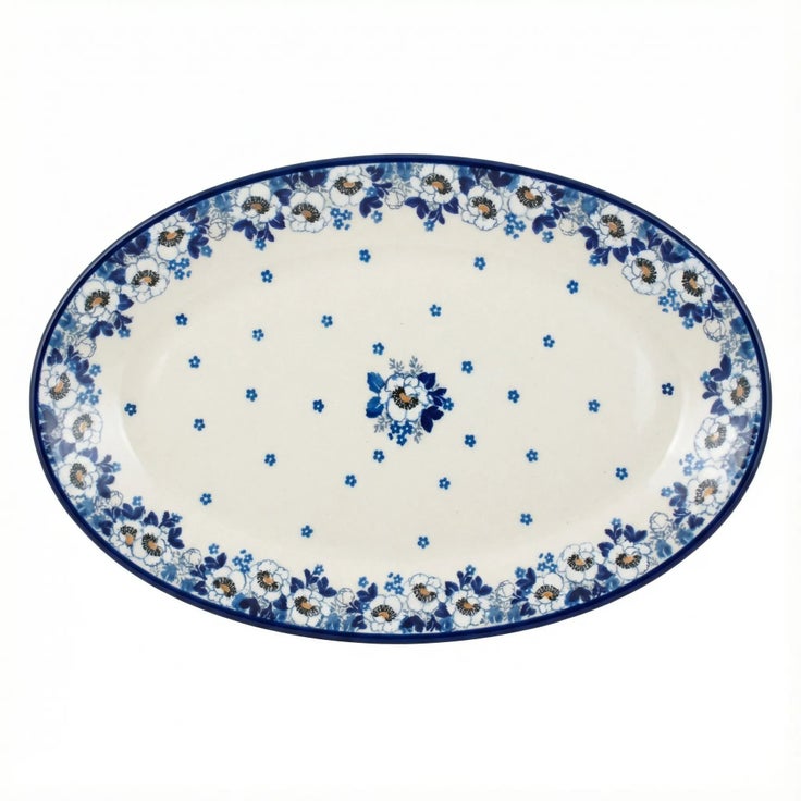 Detail image of Ceramika Artystyczna Georgia Blue Large Serving Piece — Polish Pottery