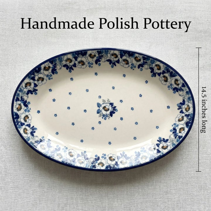 Ceramika Artystyczna Georgia Blue Large Serving Piece — Polish Pottery