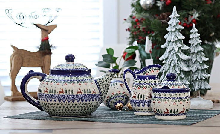 Detail image of Vena Reindeer Delight Teapot — Polish Pottery