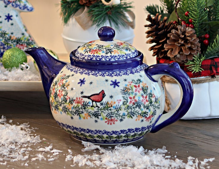 Detail image of Vena Winter Cardinal Teapot — Polish Pottery