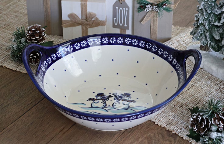 Detail image of Zaklady Frosty Friend Large Serving Piece — Polish Pottery