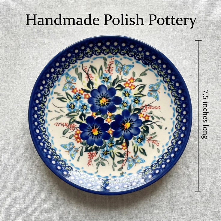 Detail image of Vena Garden of Blue Dining Plates & Bowls — Polish Pottery