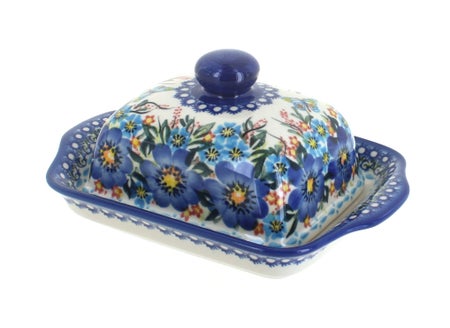 Vena Garden of Blue Butter Dish — Polish Pottery