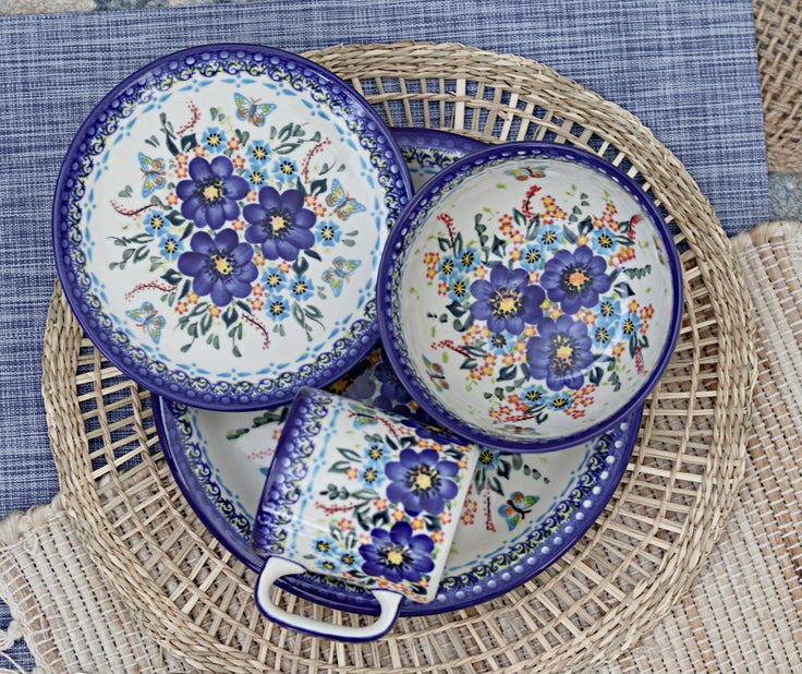 Detail image of Vena Garden of Blue Mug — Polish Pottery