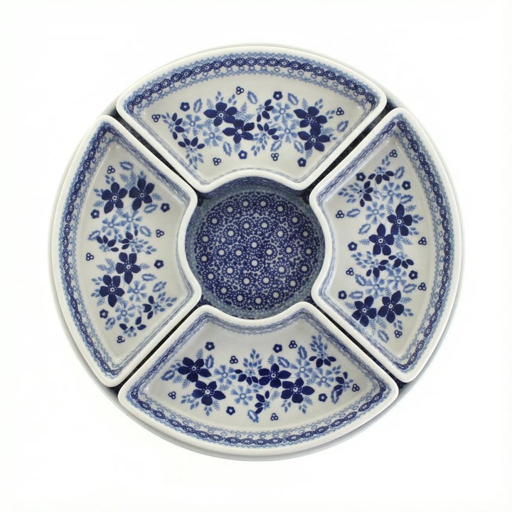 Manufaktura Vintage Blue Daisy Large Serving Piece — Polish Pottery
