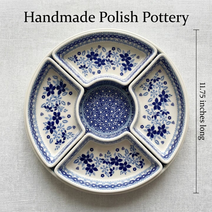 Manufaktura Vintage Blue Daisy Large Serving Piece — Polish Pottery