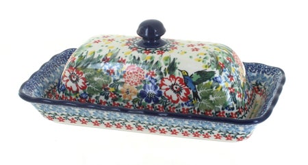 Ceramika Artystyczna Hummingbird Butter Dish — Polish Pottery