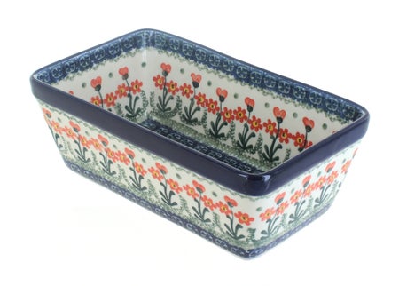 Ceramika Artystyczna Peach Posy Loaf Baker — Polish Pottery