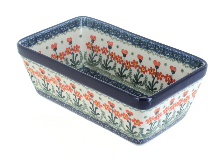 Ceramika Artystyczna Peach Posy Loaf Baker — Polish Pottery