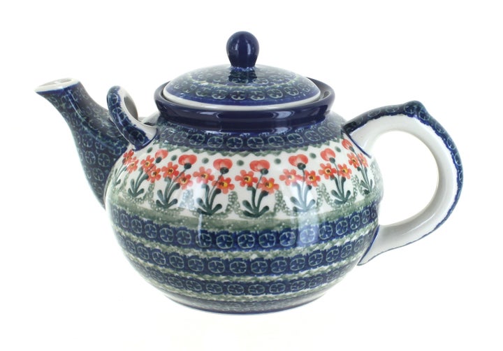 Ceramika Artystyczna Peach Posy Teapot — Polish Pottery