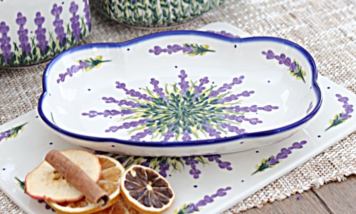 WR Unikat Lavender Fields Small Serving Piece — Polish Pottery