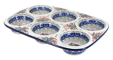 Ceramika Artystyczna Spring Tulip Muffin Pan — Polish Pottery