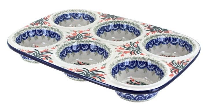 Ceramika Artystyczna Spring Tulip Muffin Pan — Polish Pottery