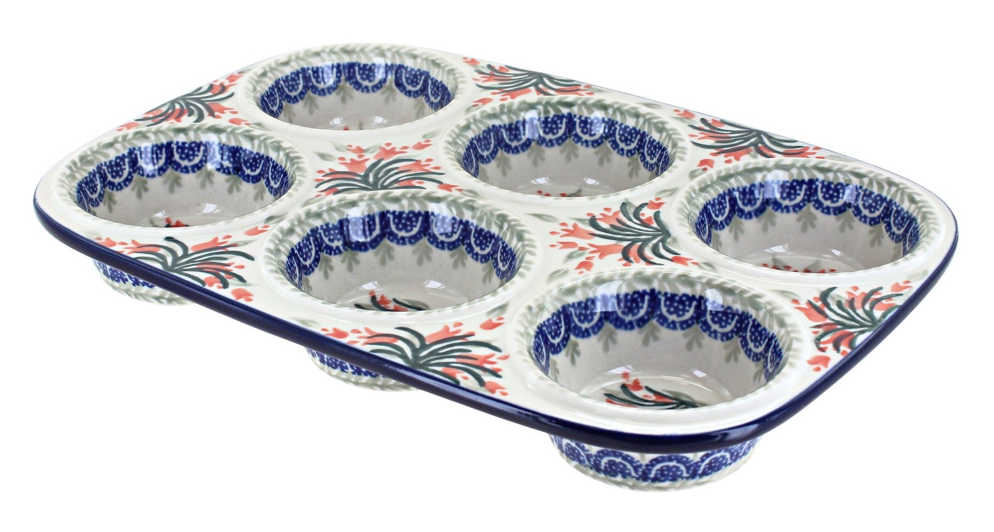Ceramika Artystyczna Spring Tulip Muffin Pan — Polish Pottery