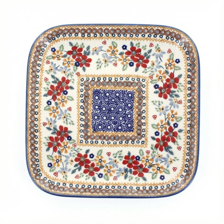 Manufaktura Red Daisy Dining Plates & Bowls — Polish Pottery