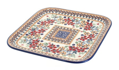 Manufaktura Red Daisy Dining Plates & Bowls — Polish Pottery