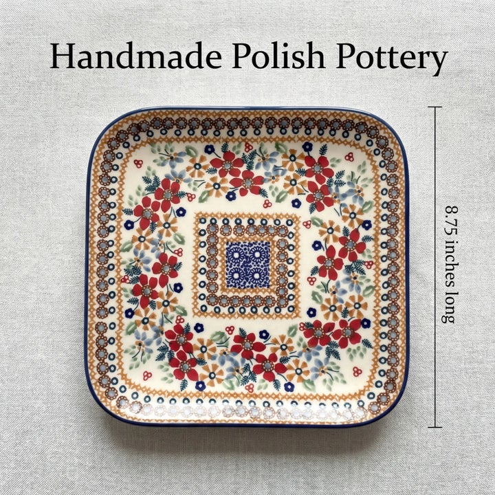 Manufaktura Red Daisy Dining Plates & Bowls — Polish Pottery