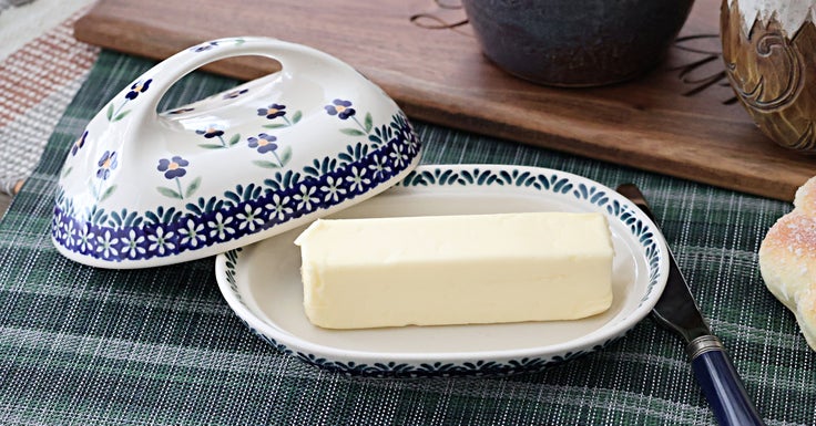 Detail image of Manufaktura Blue Daisy Butter Dish — Polish Pottery