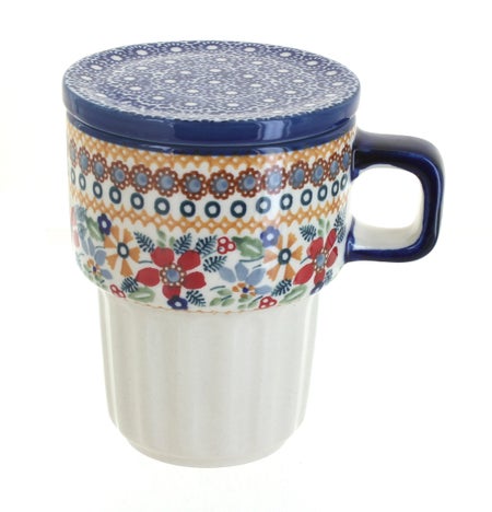 Manufaktura Red Daisy Mug — Polish Pottery