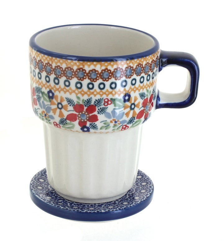 Manufaktura Red Daisy Mug — Polish Pottery