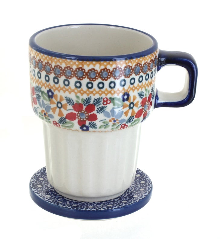Detail image of Manufaktura Red Daisy Mug — Polish Pottery