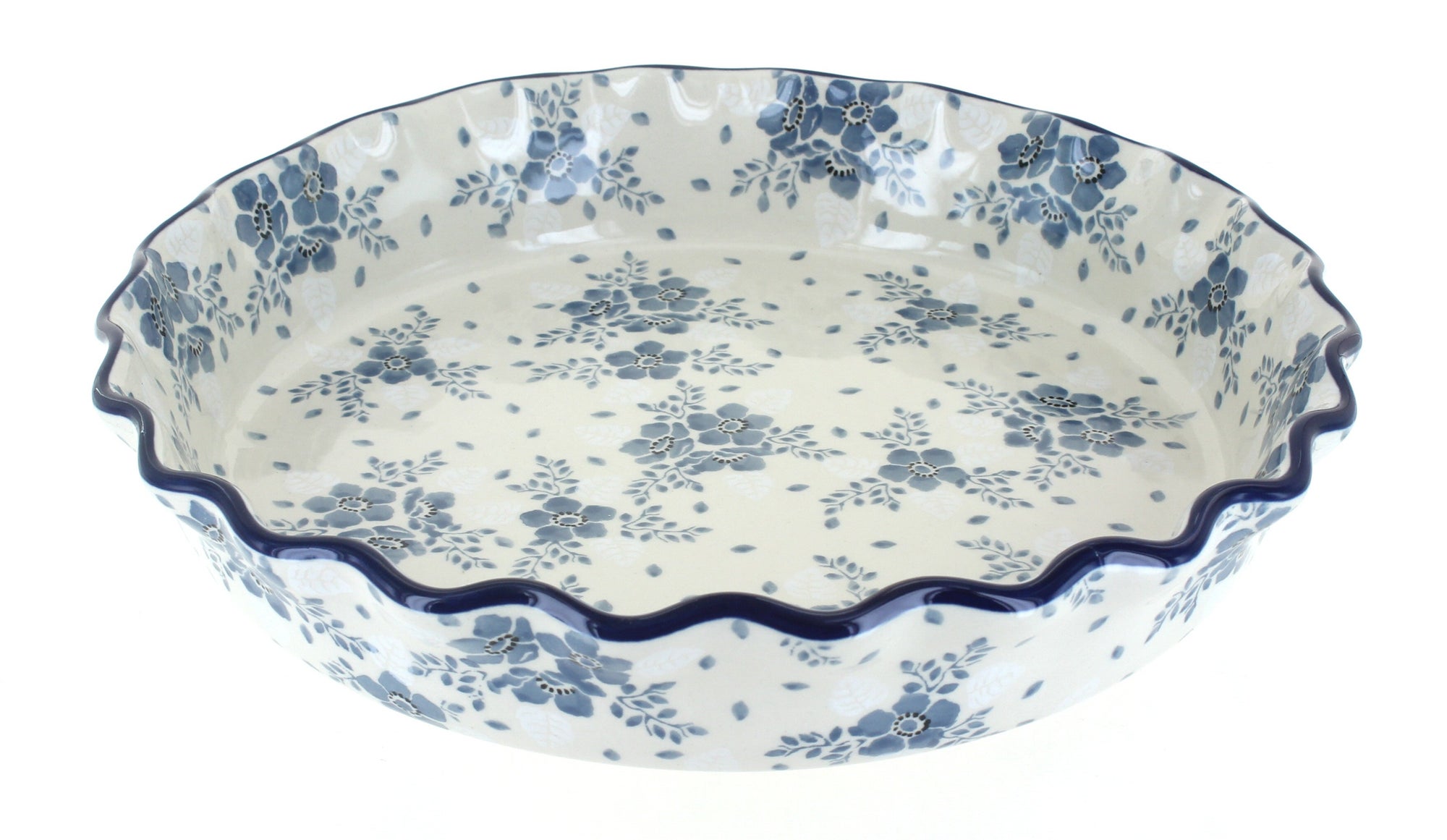Ceramika Artystyczna Blue Fleur Pie Plate — Polish Pottery