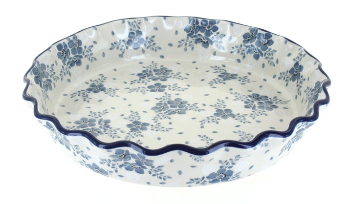Ceramika Artystyczna Blue Fleur Pie Plate — Polish Pottery