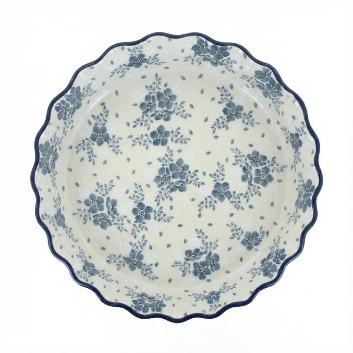 Ceramika Artystyczna Blue Fleur Pie Plate — Polish Pottery
