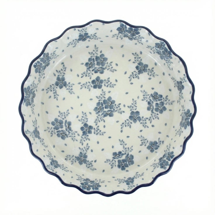 Detail image of Ceramika Artystyczna Blue Fleur Pie Plate — Polish Pottery