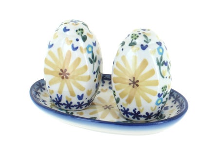 WR Unikat Yellow Daisy Salt & Pepper Shaker — Polish Pottery