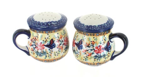 Manufaktura Blue Butterfly Salt & Pepper Shaker — Polish Pottery