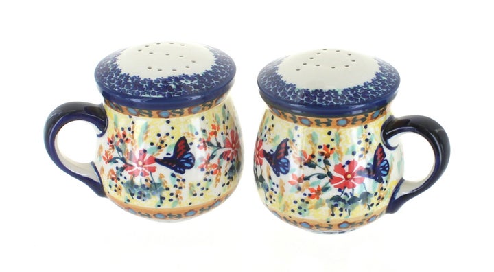 Manufaktura Blue Butterfly Salt & Pepper Shaker — Polish Pottery