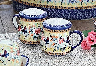 Detail image of Manufaktura Blue Butterfly Salt & Pepper Shaker — Polish Pottery